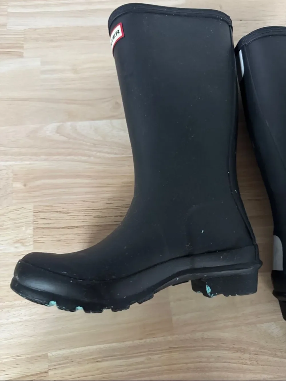 Hunter Matte Black Knee-High Rubber Boots with Logo